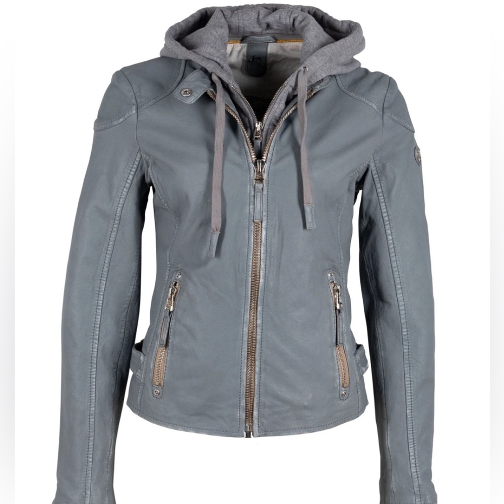 Like New Mauritius Finja Leather Jacket, Winter Sky Color